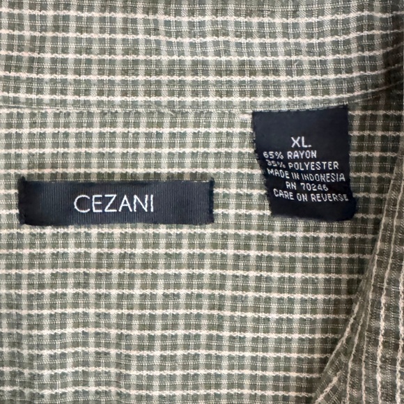 CEZANI Men's XL Green & Tan Plaid Long Sleeve Button-Down Shirt - Picture 3 of 4
